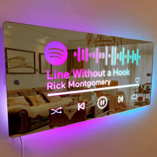 Personalized Scannable Music Code Song LED Illuminized Mirror Light