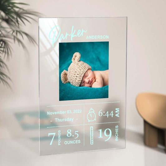 Personalized Baby Birthday Plaque Custom Baby Photo Gift