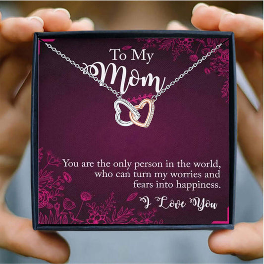 Delicate Two-Tone Diamond Heart-to-Heart Double Interlocking Gift Box Necklace for a Great Mom - Premium ALL from Artshiney - Just $24.99! Shop now at giftmeabreak
