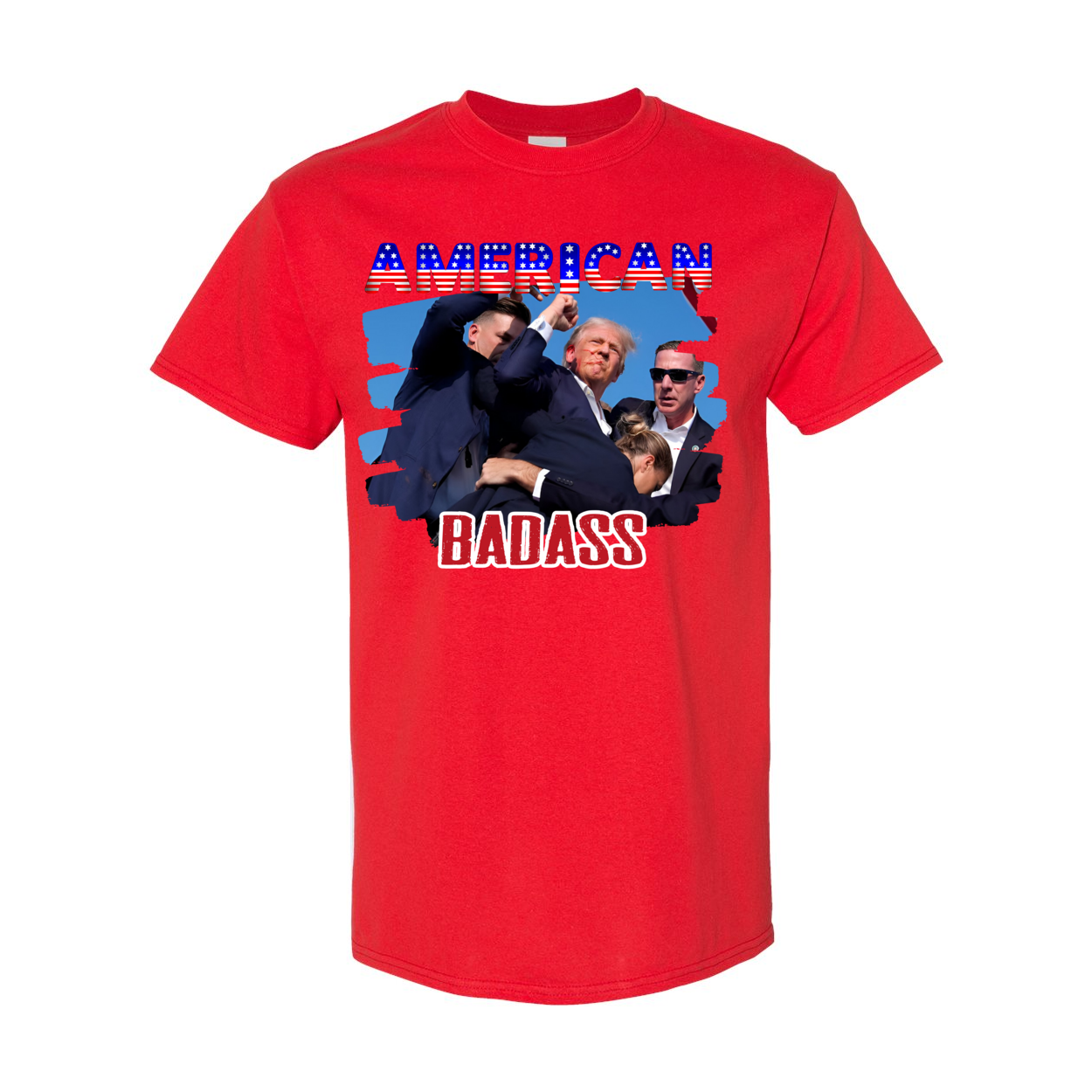 Trump MAGA American Badass Red Graphic T Shirt