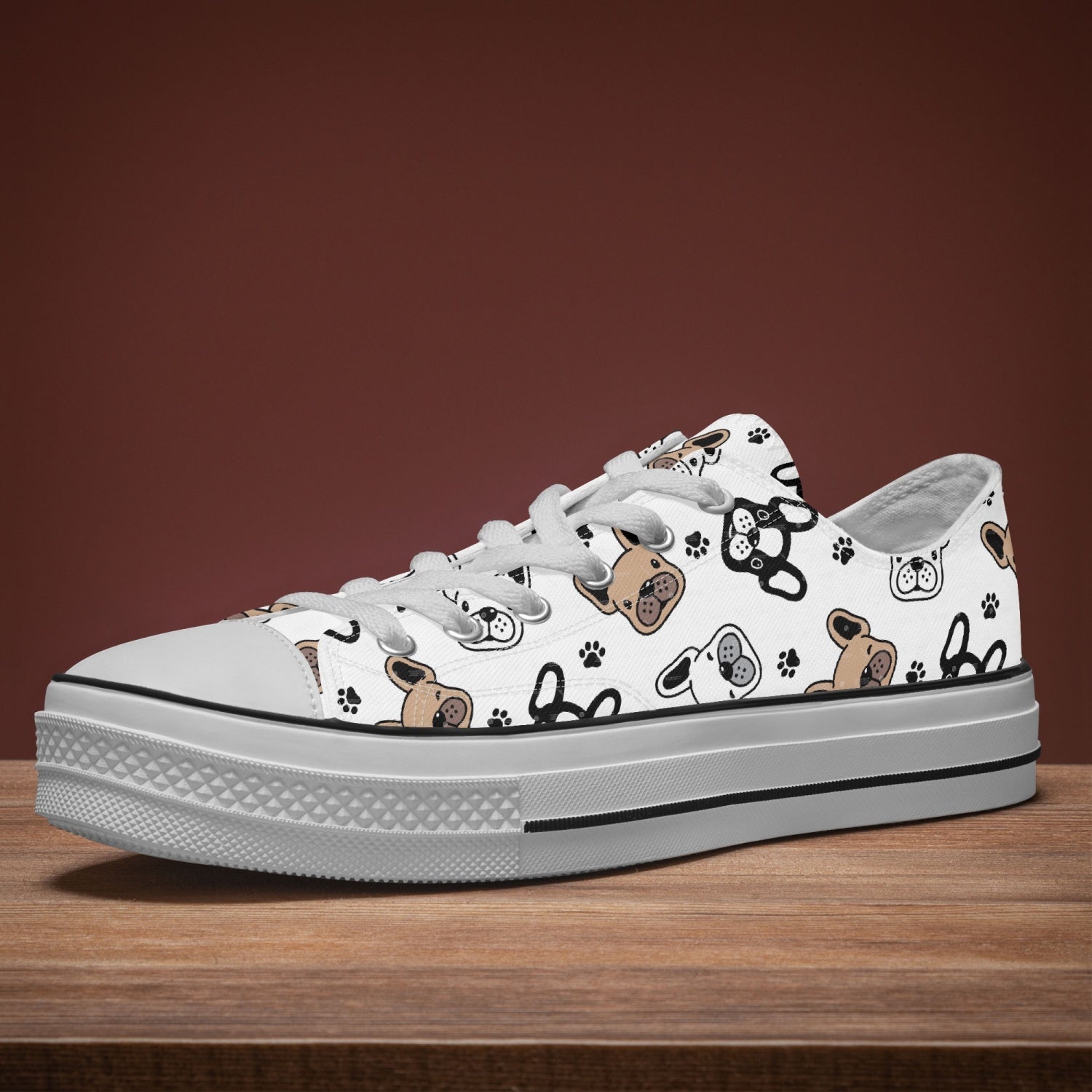 Women's French Bulldog French Low Top Canvas Shoes Sneakers - Premium sneakers from giftmeabreak - Just $39.99! Shop now at giftmeabreak