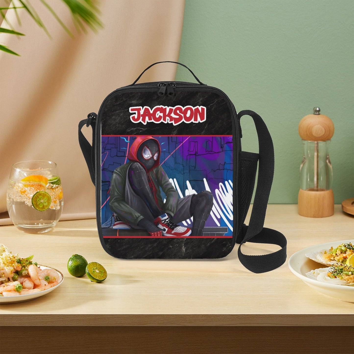 Personalized Custom Spider Morales Superhero Lunch Box Bag *See Listing for Matching Tumbler - Premium lunch box from giftmeabreak - Just $22.99! Shop now at giftmeabreak