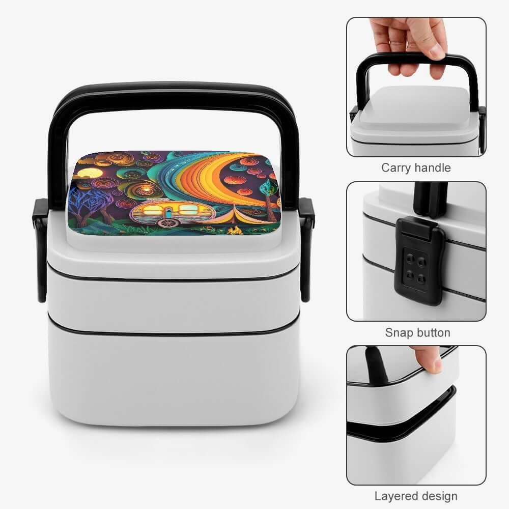 Camping Scene Double-layer Bento Lunch Box