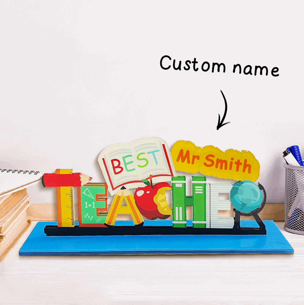 Custom Name Teacher Appreciation Table Decoration Best Teacher Sign