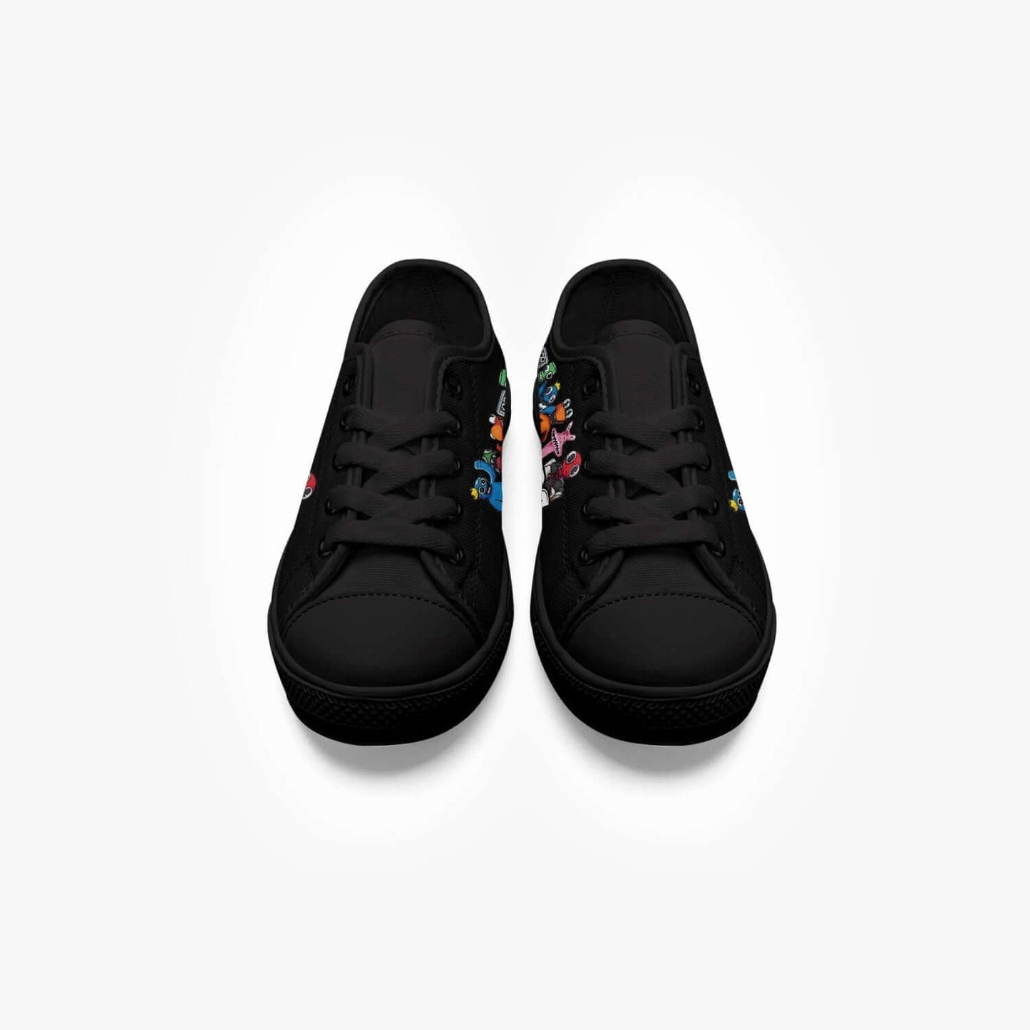Kid’s Rainbow Character Low-Top Canvas Shoes-Black