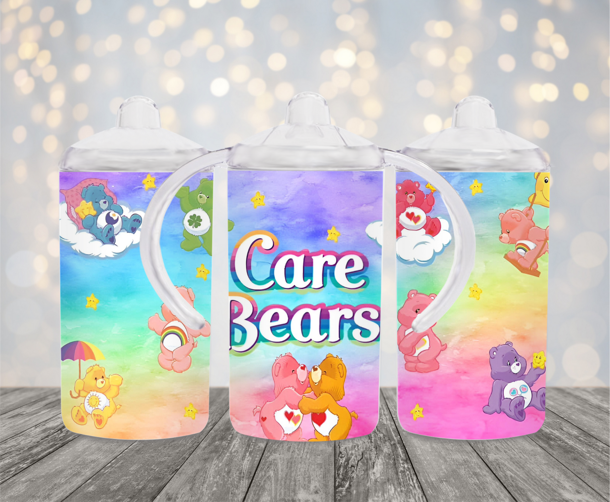 Personalized Care Bears 12oz Stainless Steel 2 in 1 Dual Lid Sippy Cup