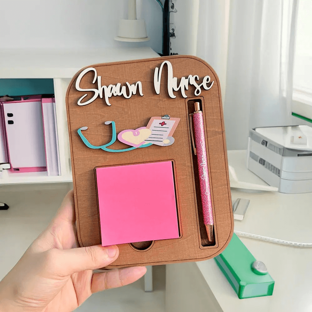 Personalized Medical Themed Sticky Note Holder with Pen Slot, Doctor/Nurse