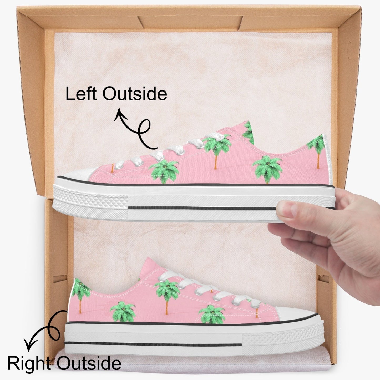 Unisex Custom Pink Palm Trees Low Canvas Shoes - Premium New Arrival from JetPrint - Just $36.99! Shop now at giftmeabreak