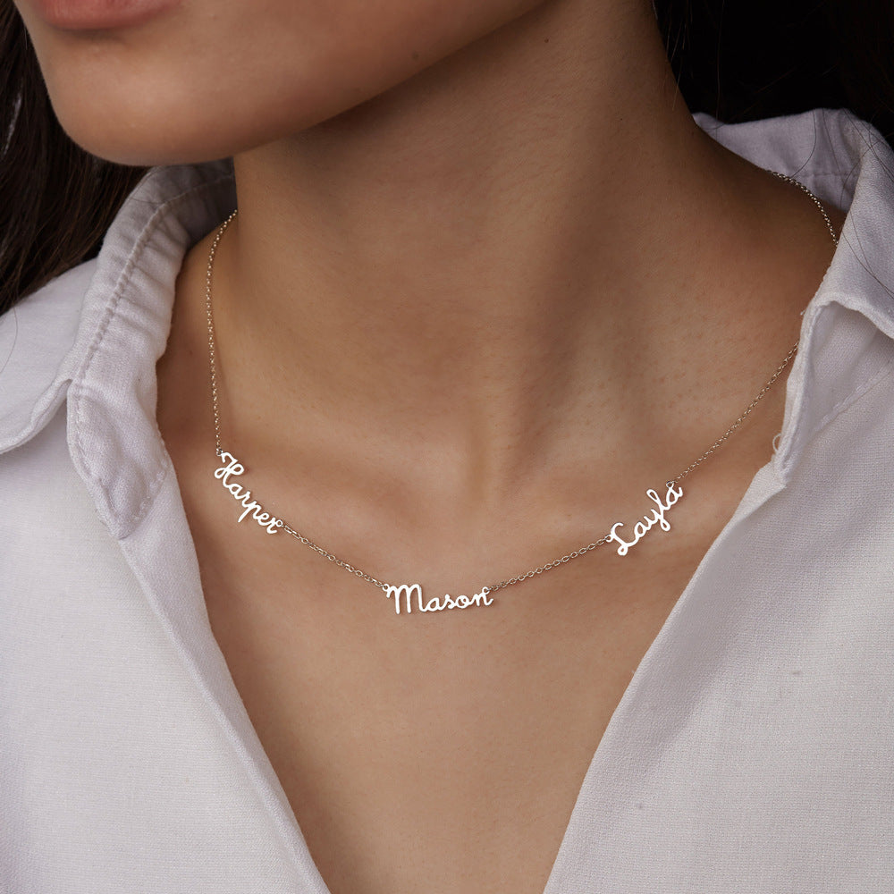 Personalized Stainless Steel Multiple Name Nameplate Pendant Necklace - Premium necklace from giftmeabreak - Just $17.99! Shop now at giftmeabreak