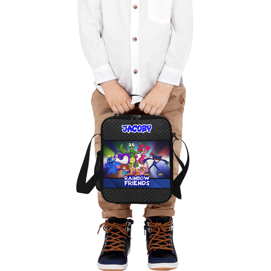 Personalized Rainbow Friends Crossbody Lunch Bag for Kids - Premium lunch box from Inkedjoy - Just $24.99! Shop now at giftmeabreak