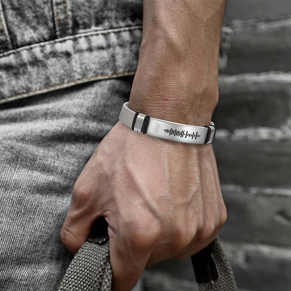 Men's Personalized Engraved Scannable Code Music Bracelet