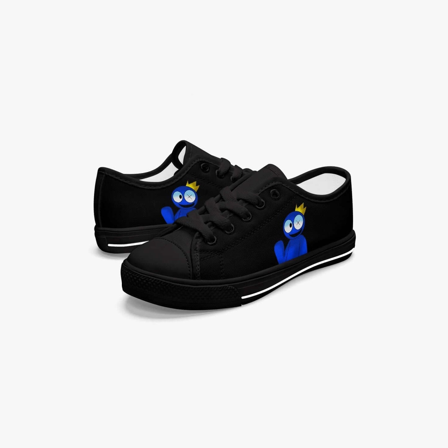 Kid’s Rainbow Blue Low-Top Canvas Shoes-Black