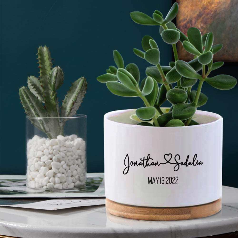 Custom Name Flower Planter Personalized Ceramic Succulent Pot
