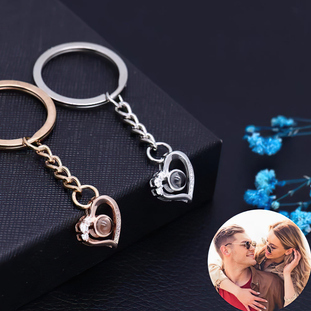 Sterling Silver and Copper Custom Heart Shaped Photo Projection Keychain - Premium keychain from MadeMine - Just $19.99! Shop now at giftmeabreak