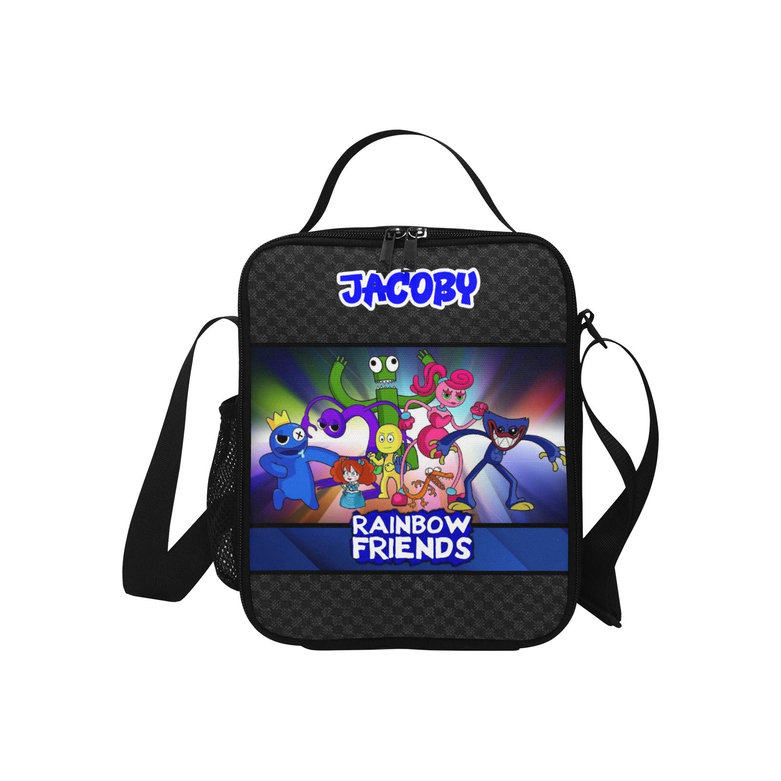 Personalized Rainbow Friends Crossbody Lunch Bag for Kids - Premium lunch box from Inkedjoy - Just $24.99! Shop now at giftmeabreak