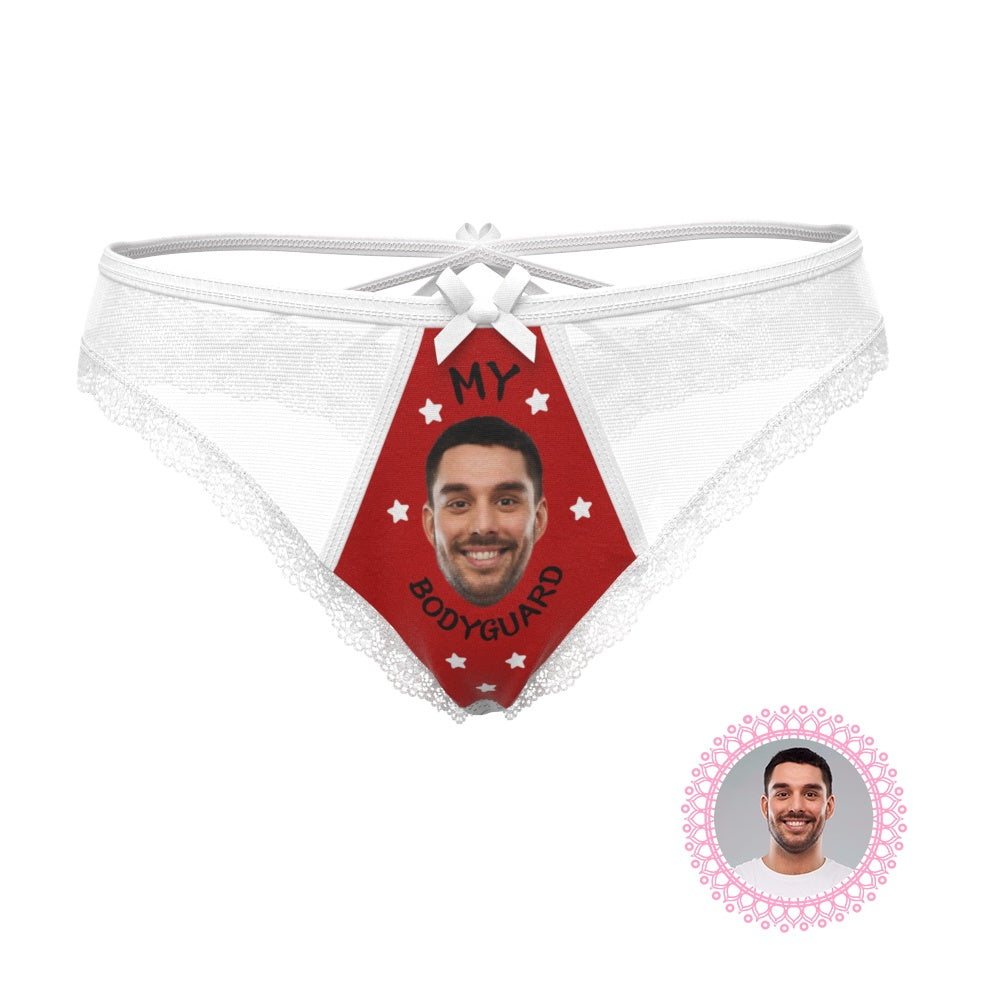 Women's Personalized Face Thong MY BODYGUARD Lace Sexy Panties