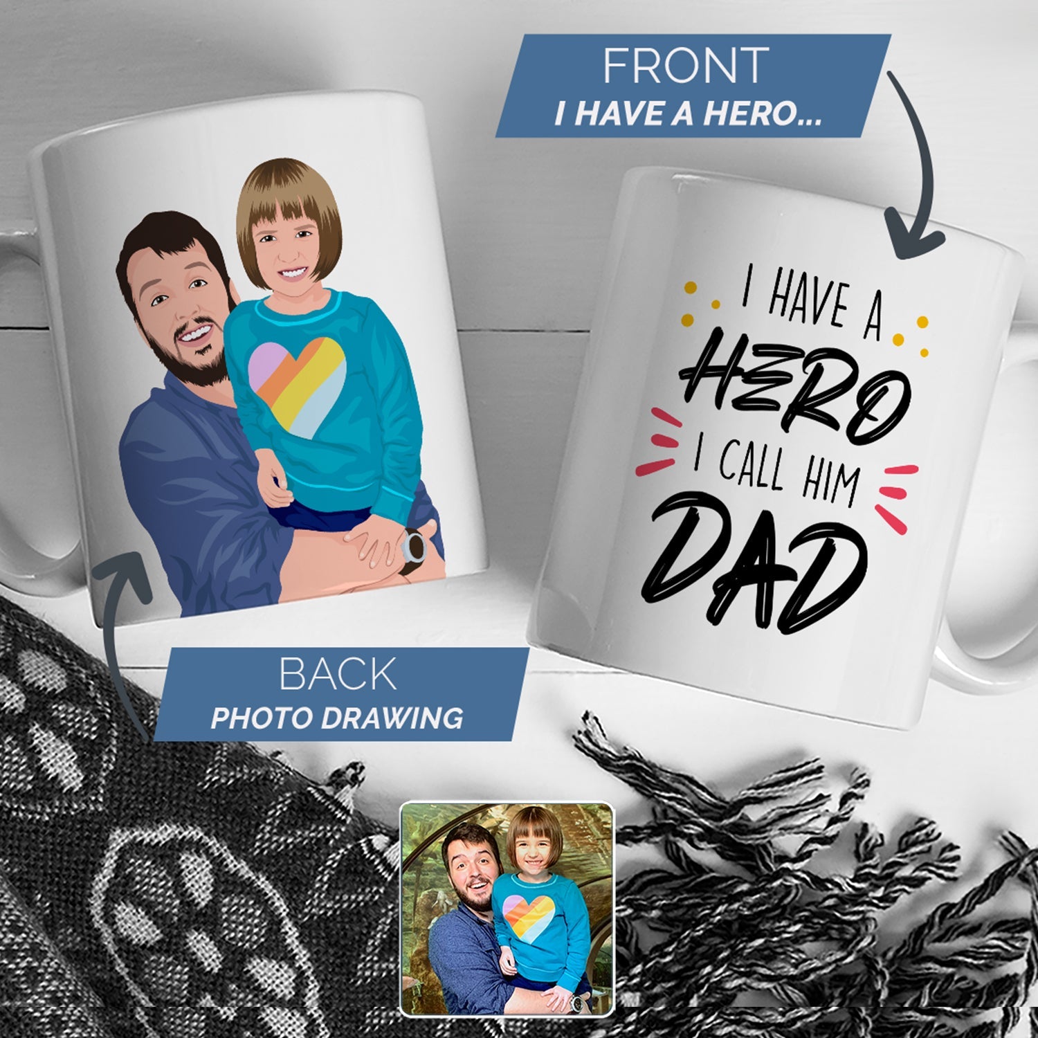 Custom My Dads My Hero Personalized from Photo Mug 