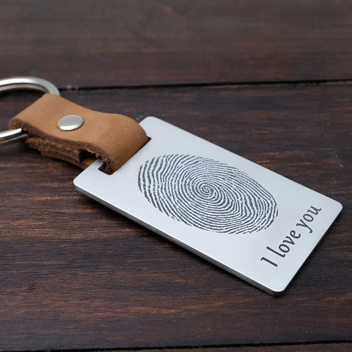 Personalized Fingerprint Image Keychain with Engraved Text - Premium keychain from giftmeabreak - Just $12.99! Shop now at giftmeabreak