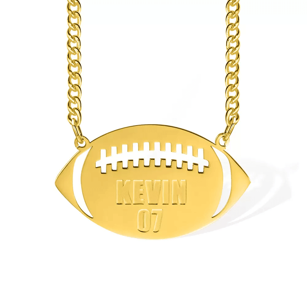 Men's Personalized Stainless Steel Engraved Football Helmet Name Necklace