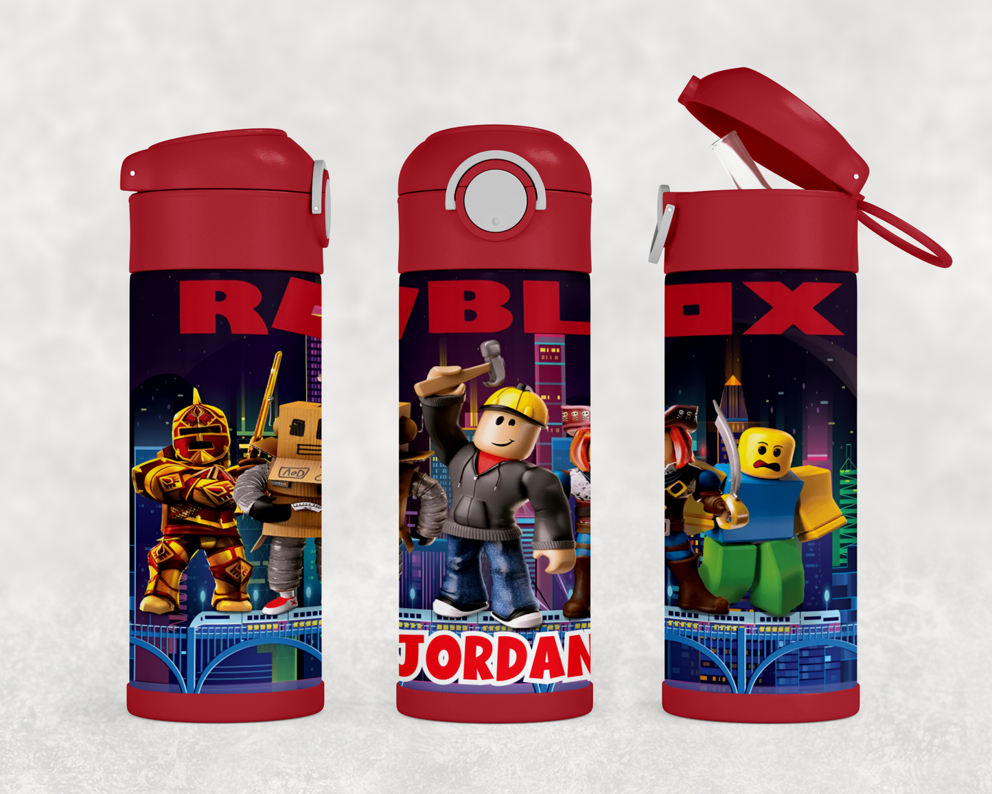 Personalized Robot Blox Video Game 12oz Stainless Steel Kids Tumbler