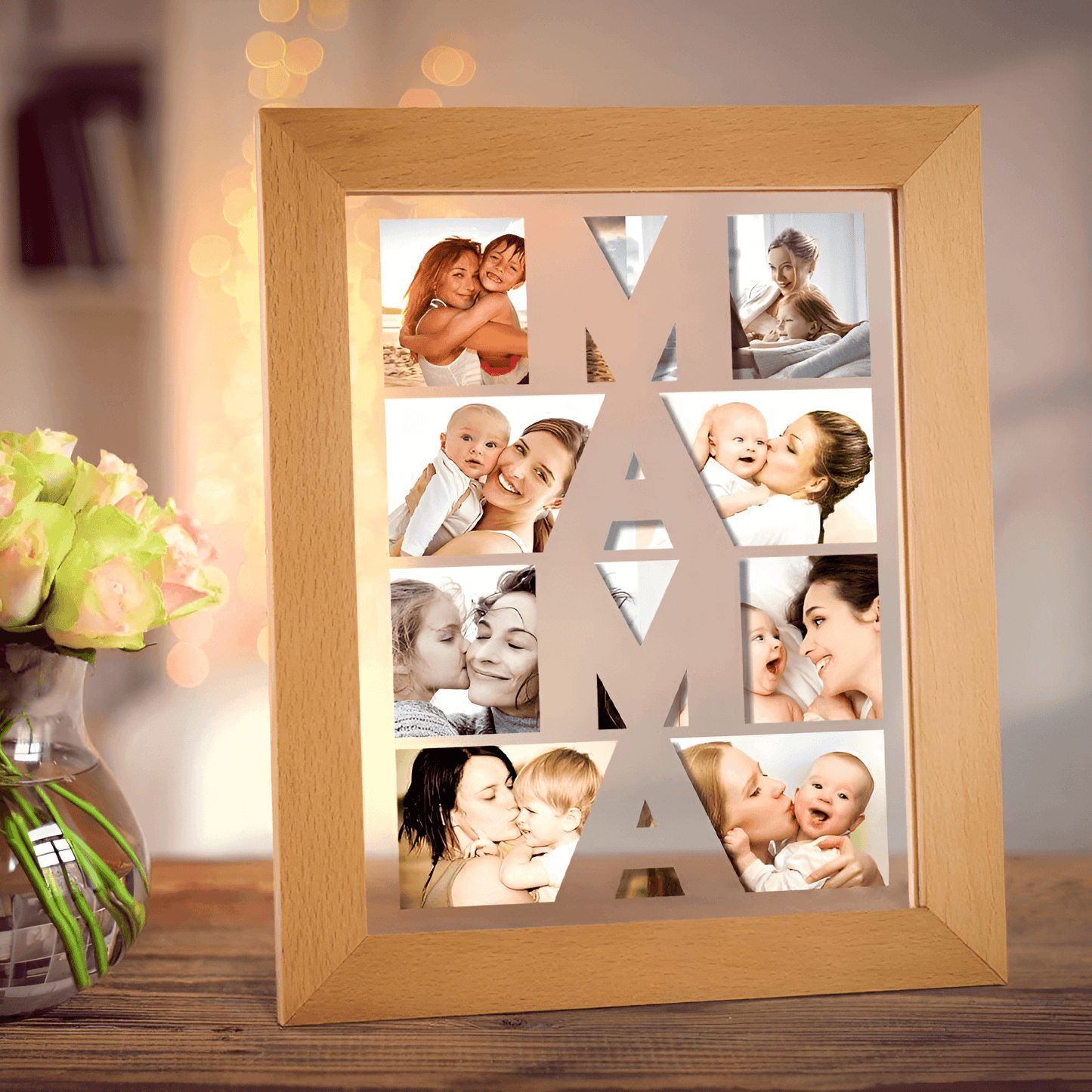 Custom Photo MAMA Wooden Frame Night Light