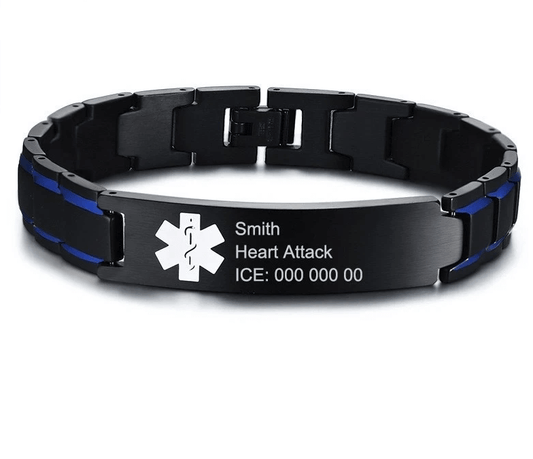 Men's Personalized Engraved Stainless Steel 12mm Medical Alert ID Bracelet