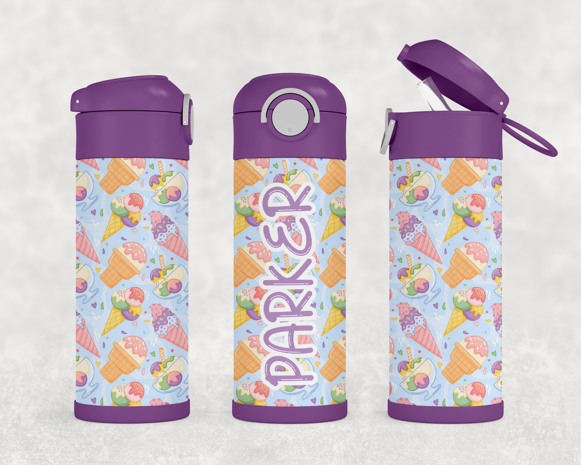 Personalized Ice Cream Design 12oz Stainless Steel Kids Tumbler