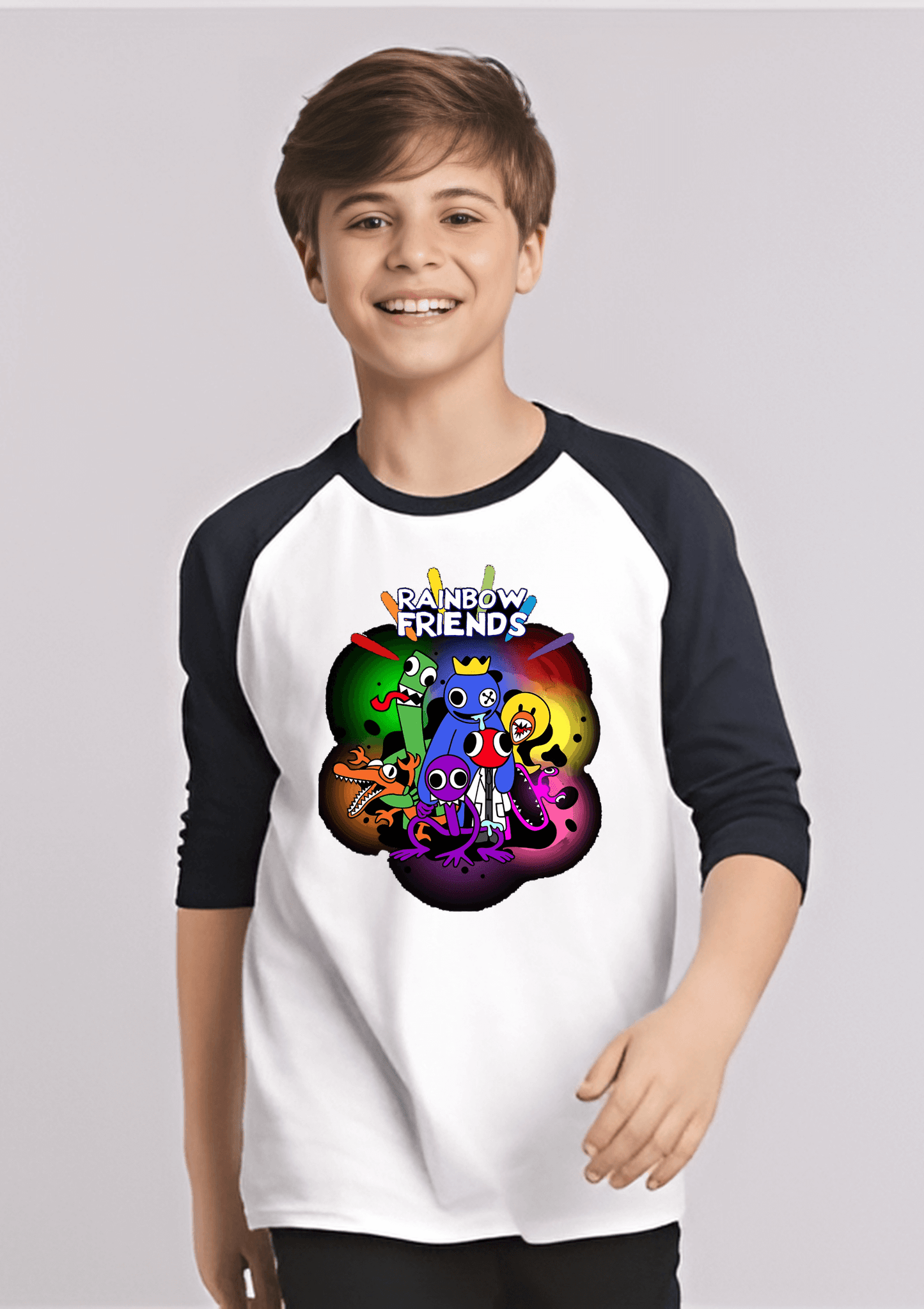 Kids Rainbow Friends Heavy Cotton Youth Raglan Graphic Tee