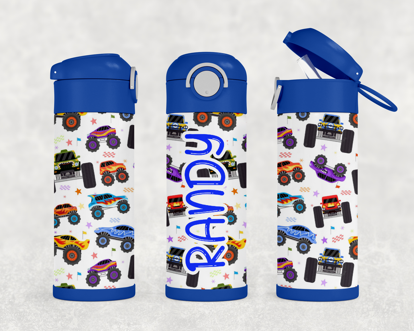 Personalized Monster Truck Design 12oz Stainless Steel Kids Tumbler *Matching Lunch Box*