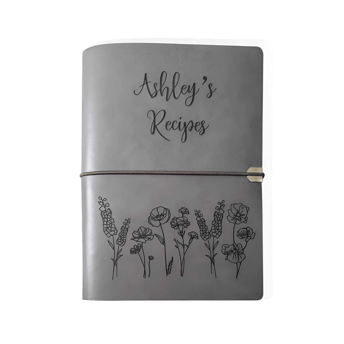 Custom Leather Recipe Book with Flowers Cover