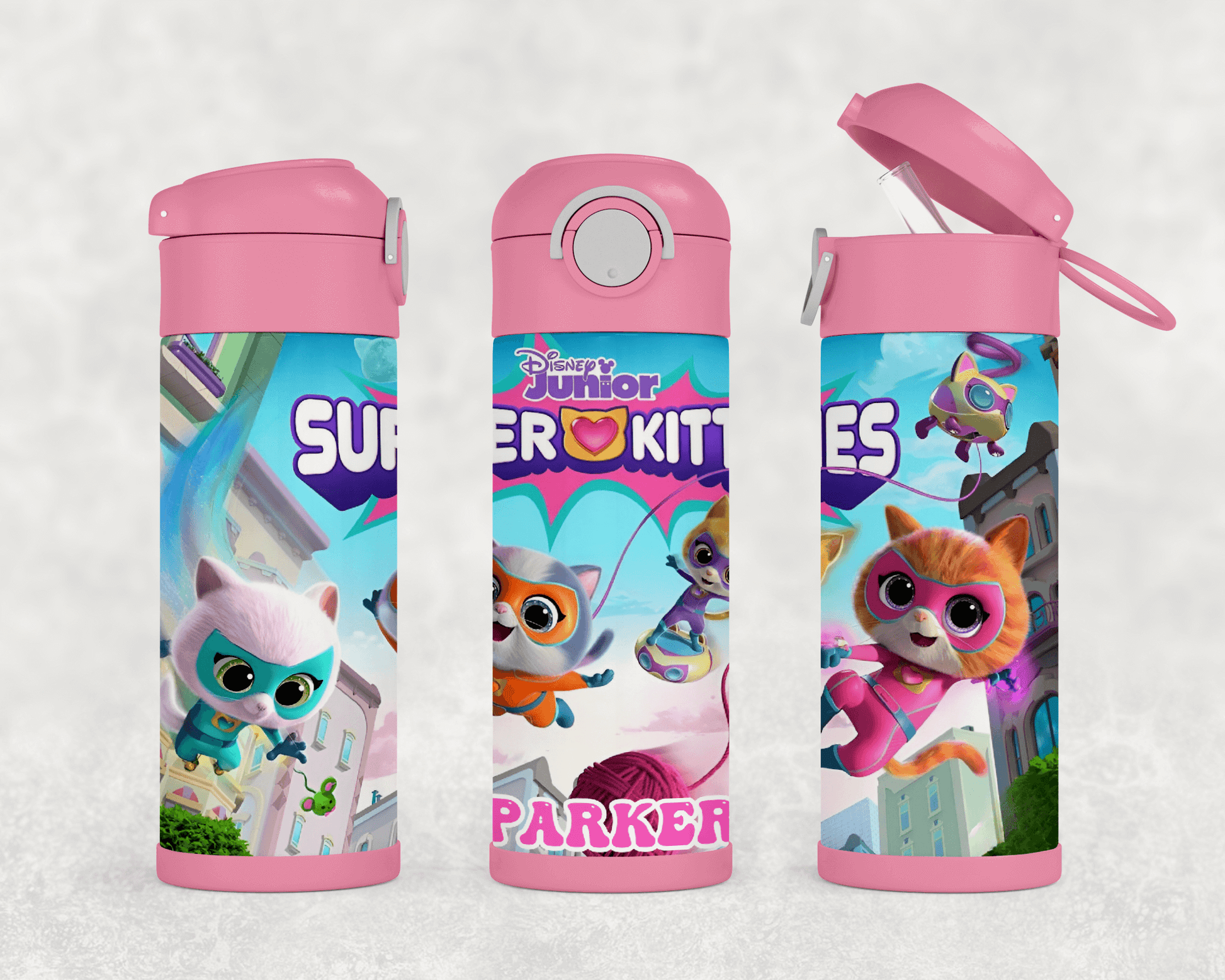 Personalized Super Kitties 12oz Stainless Steel Kids Tumbler