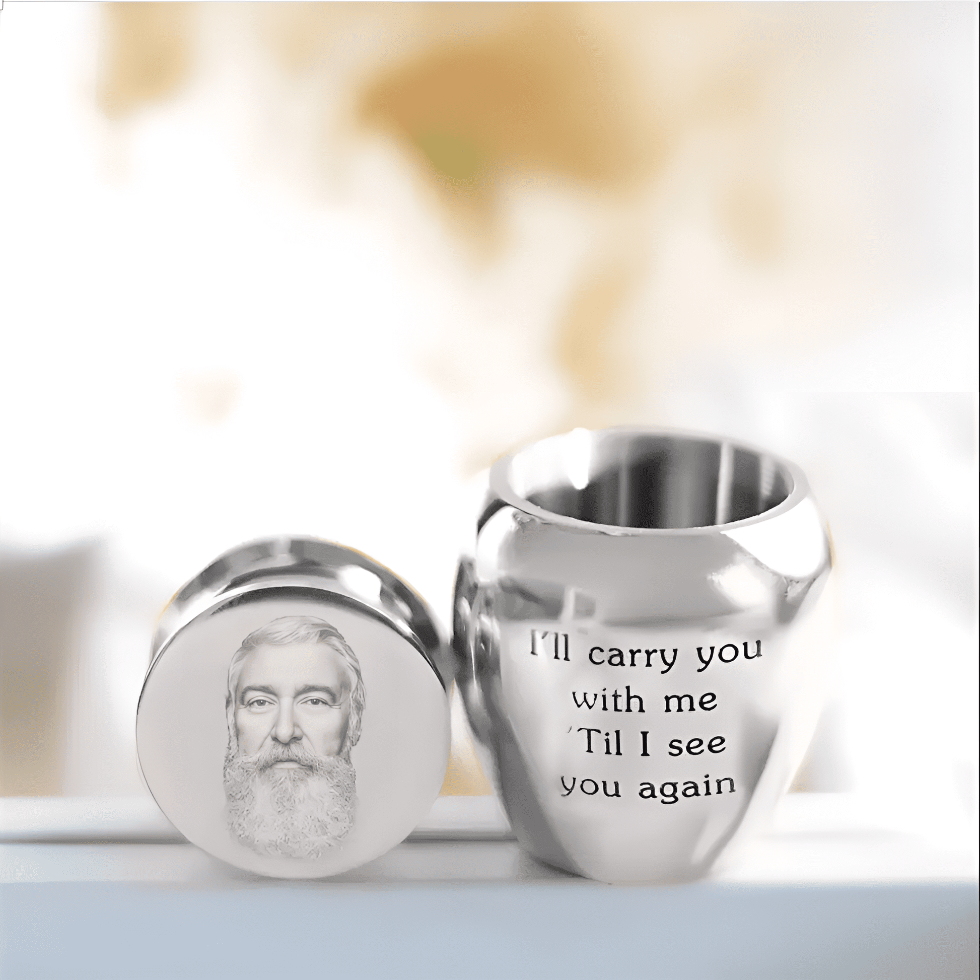 Personalized Photo Cremation Mini Urn Memorial Keepsake with Photo and Message