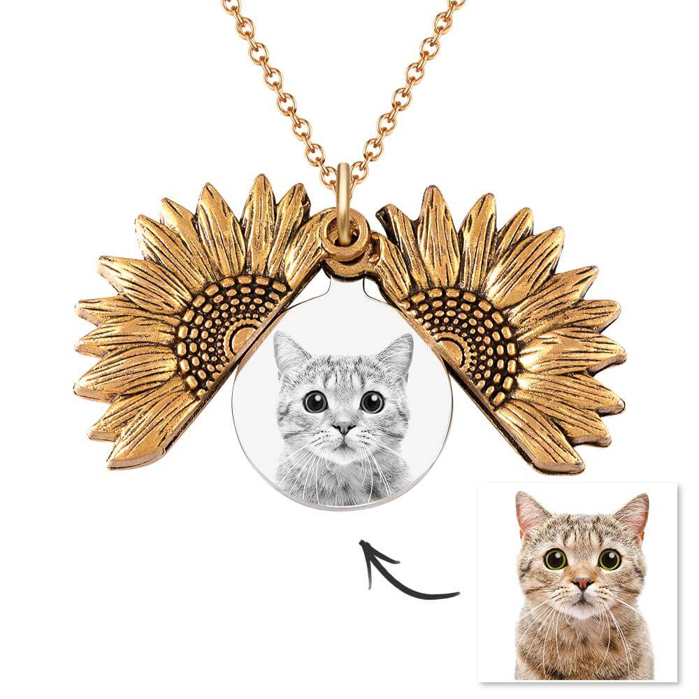 Personalized Custom Photo Sunflower Locket Necklace
