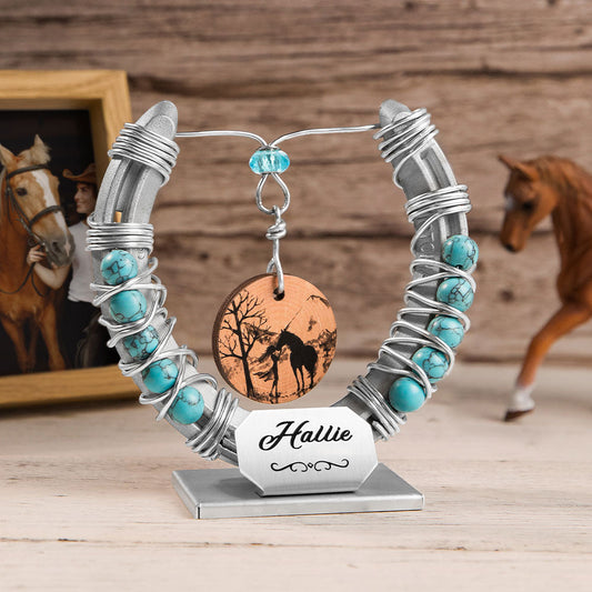 Personalized Lucky Horseshoe Horse Statue Keepsake - Premium horseshoe keepsake from ideaplus - Just $45.99! Shop now at giftmeabreak
