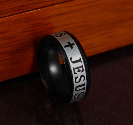 Men's Jesus Cross Stainless Steel Statement Ring
