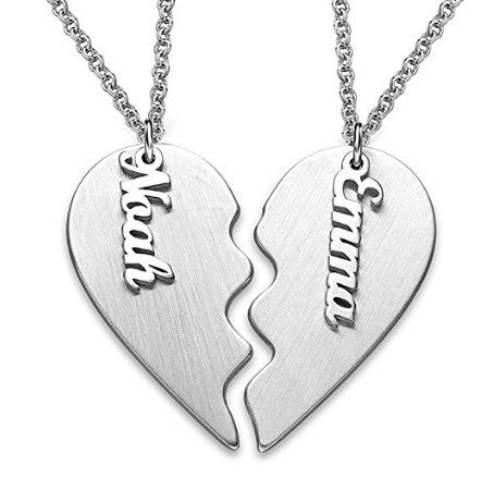 S925 Sterling Silver Couples Name and Heart Necklaces - Premium necklace from Gift Me A Break - Just $47.99! Shop now at giftmeabreak