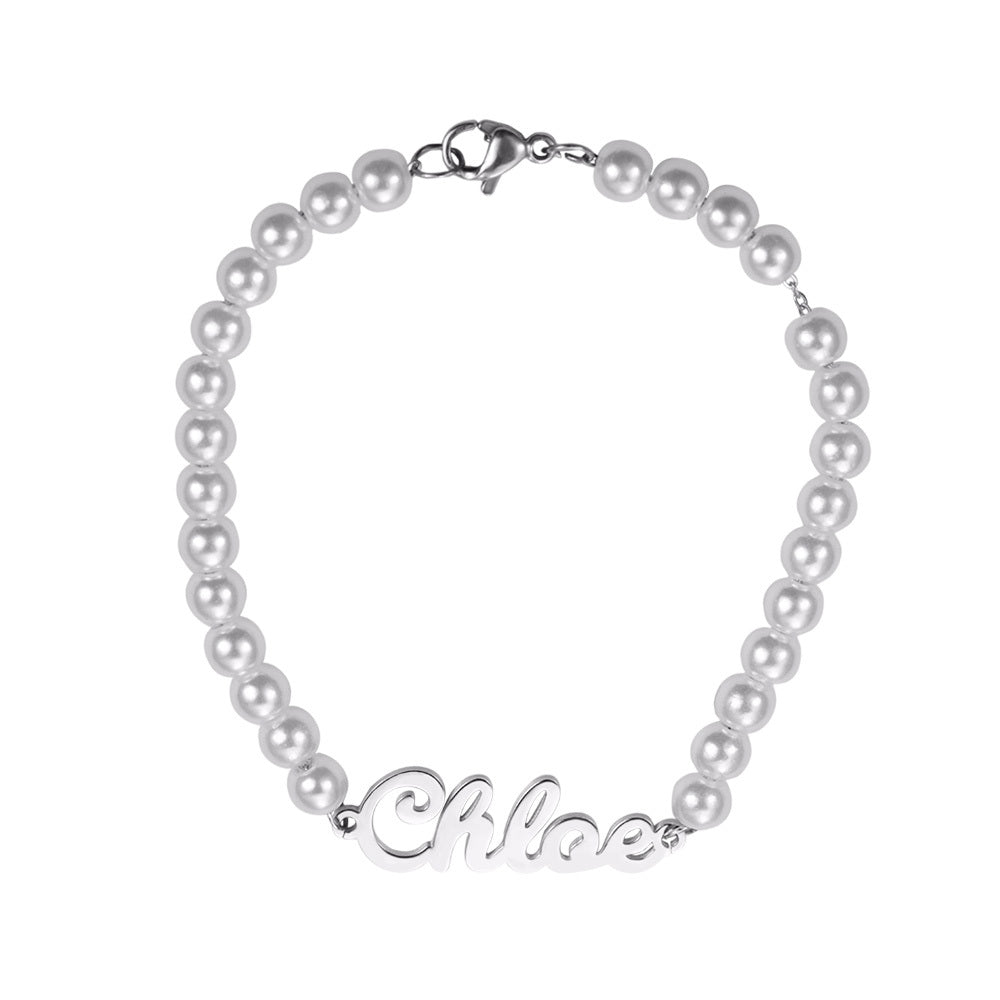 Personalized Stainless Steel Name Pearl Bead Bracelet - Premium women's bracelet from ideaplus - Just $35.99! Shop now at giftmeabreak