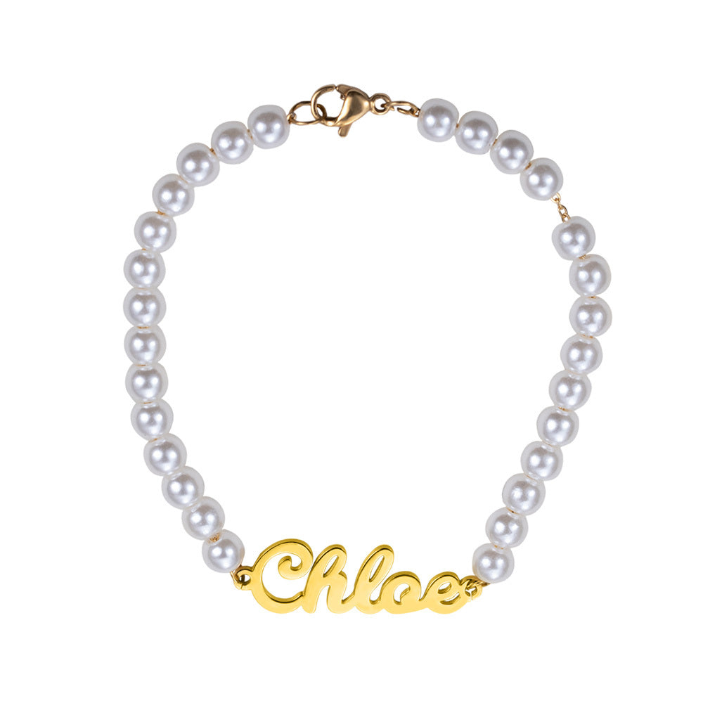 Personalized Stainless Steel Name Pearl Bead Bracelet - Premium women's bracelet from ideaplus - Just $35.99! Shop now at giftmeabreak