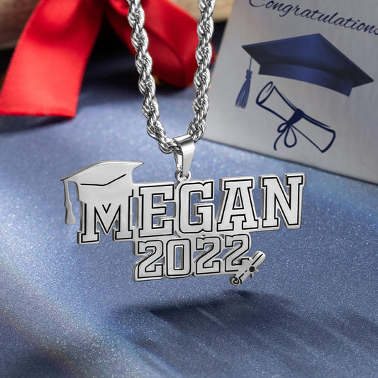 Personalized Stainless Steel Class of 2023 Graduation Name Necklace - Premium necklace from ideaplus - Just $36! Shop now at giftmeabreak