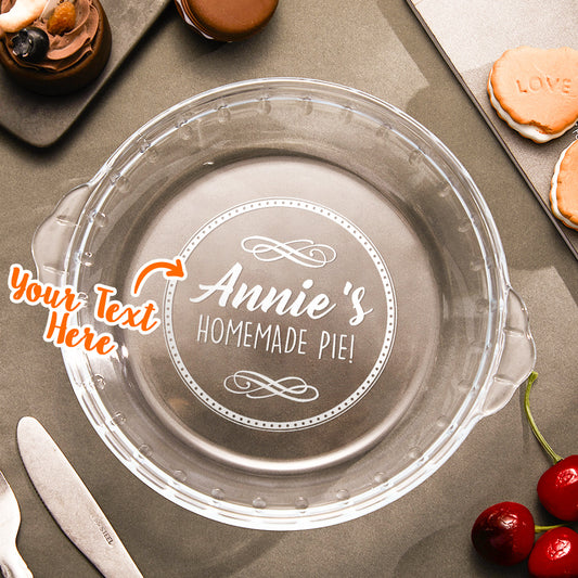 Personalized Custom Name Glass Pie Plate with Handles - Premium pie plate from Gift Me A Break - Just $12.99! Shop now at giftmeabreak