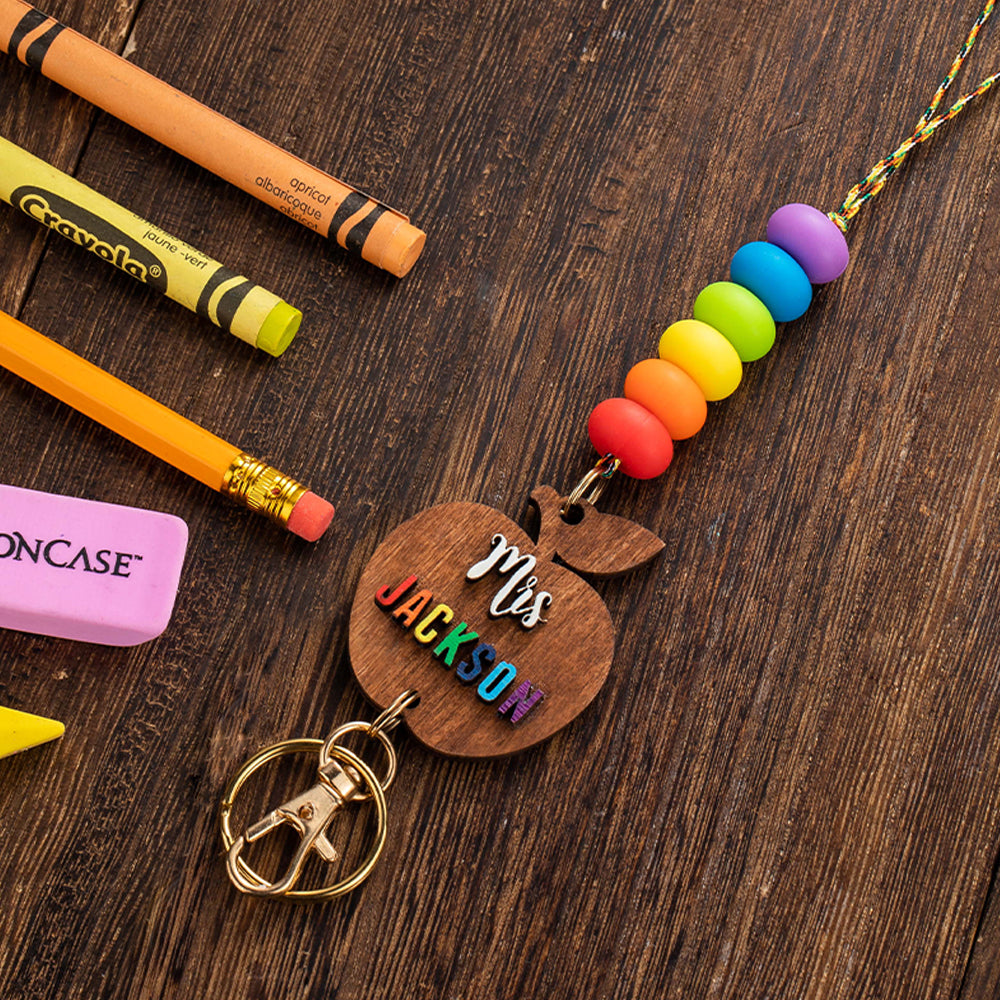 Personalized Wooden Lanyard & Keychain Gift for Teacher - 3D - Premium keychain from ideaplus - Just $19.99! Shop now at giftmeabreak