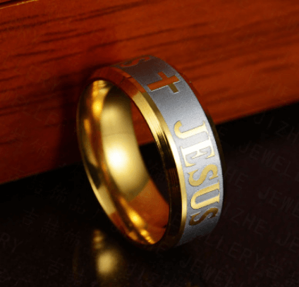 Men's Jesus Cross Stainless Steel Statement Ring