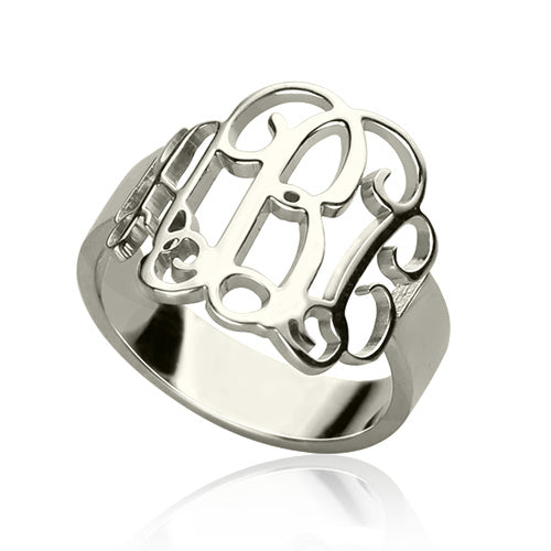 Personalized Sterling Silver Initial Monogram Ring