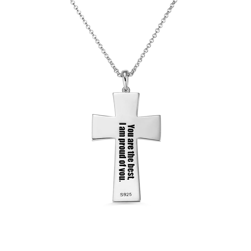 Personalized Sterling Silver Engraved Football Cross Necklace - Premium men's necklace from ideaplus - Just $45.99! Shop now at giftmeabreak