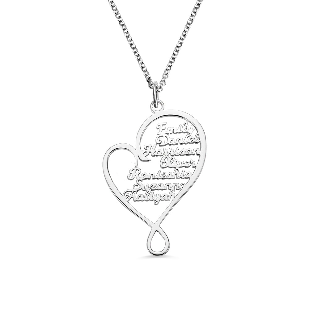 Personalized Stainless Steel Heart and Hug Necklace for Mom