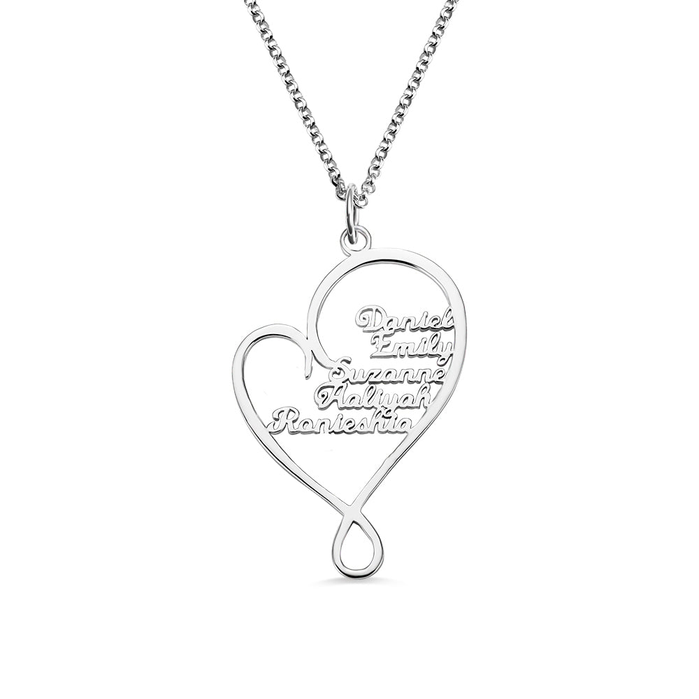 Personalized Stainless Steel Heart and Hug Necklace for Mom