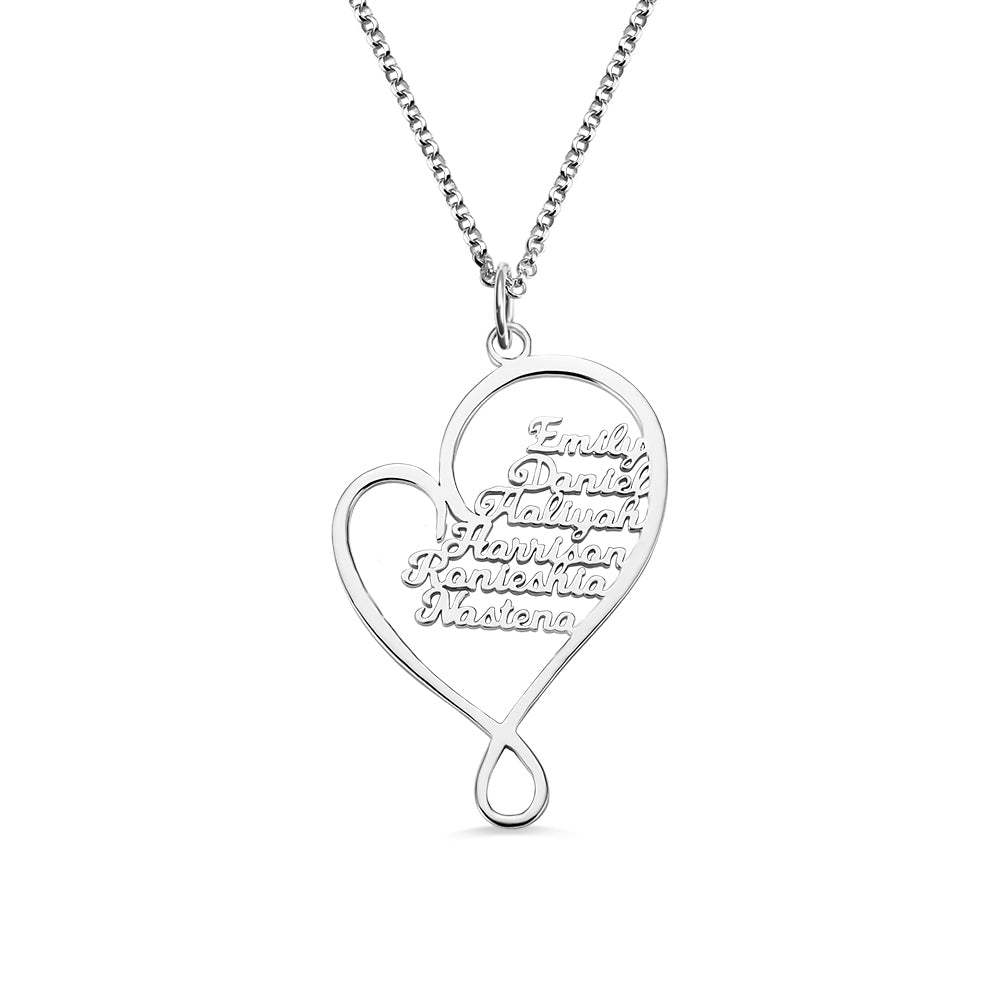 Personalized Stainless Steel Heart and Hug Necklace for Mom