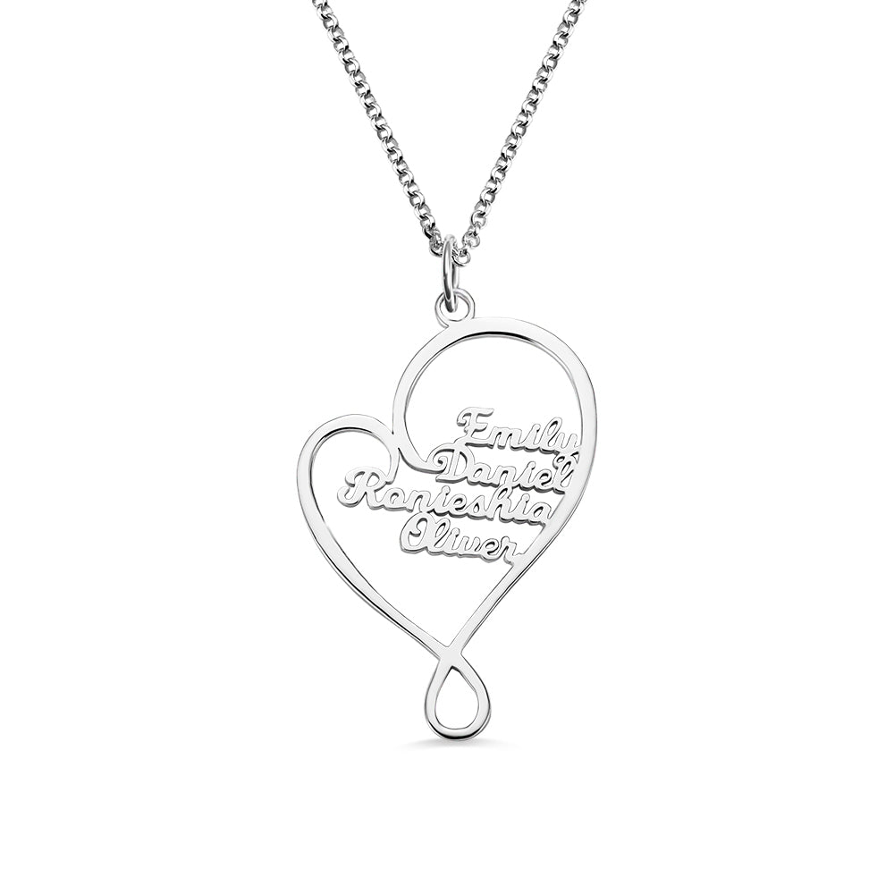 Personalized Stainless Steel Heart and Hug Necklace for Mom