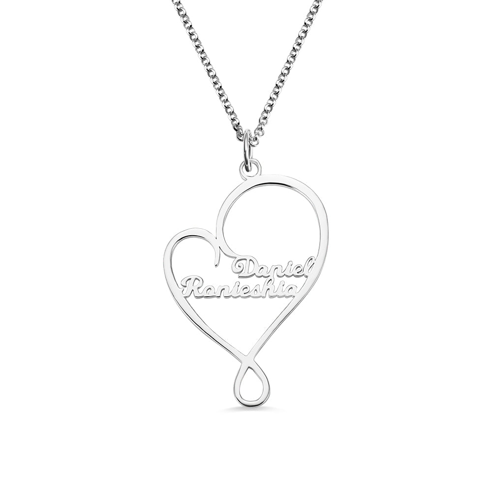 Personalized Stainless Steel Heart and Hug Necklace for Mom