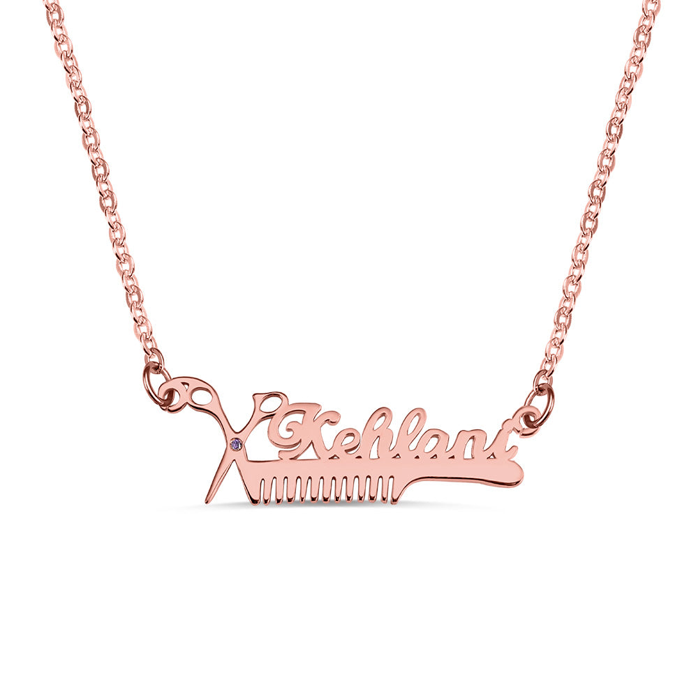 Sterling Silver Personalized Hairdresser Birthstone Name Necklace - Premium necklace from ideaplus - Just $40.99! Shop now at giftmeabreak